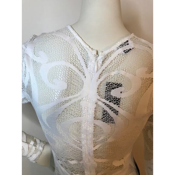 Bebe White Long Sleeve Cut Out Lace Gown M Bohemian Formal Maxi Dress Wedding - Picture 12 of 16